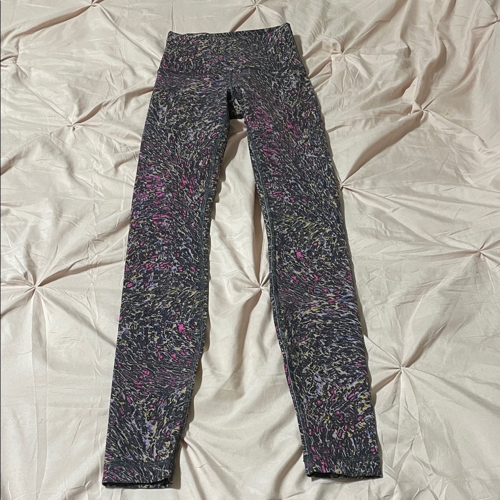 Lululemon Wunder Train High Rise Tight Legging 28”Topography Multi Black Size 0